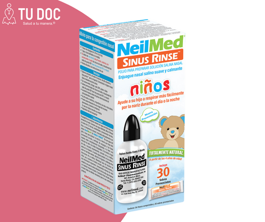 Neilmed sinus rinse sinus rinse niño en polvo + solución para enjuague  en polvo 30 sobres