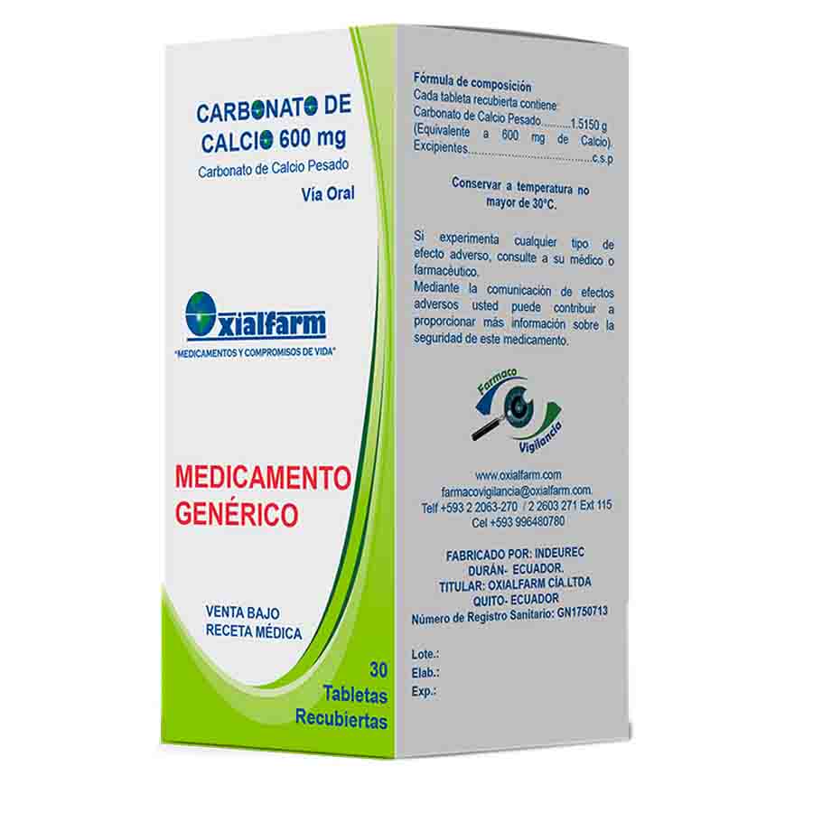 CARBONATO CALCIO 600 mg x 30 Tableta